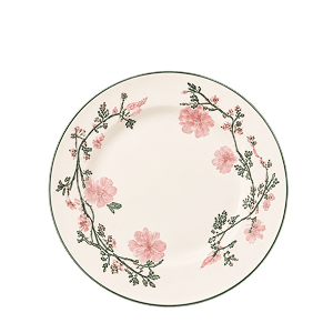 A floral-patterned dinner plate