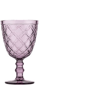A purple cut-glass goblet